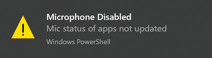 screenshot of microphone disabled notification