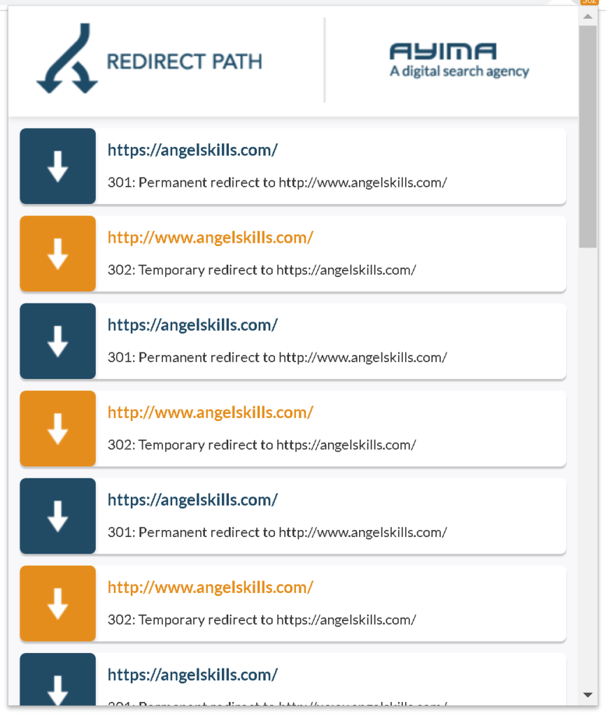 Screenshot of Redirect Path Chrome Extension tool