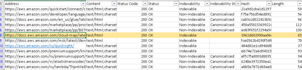 Excel spreadsheet with color highlighting 